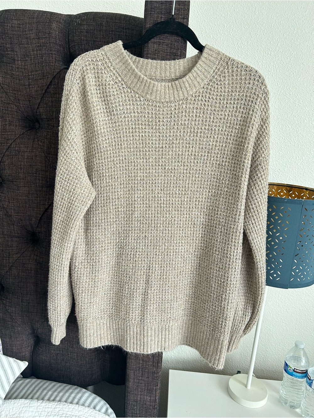 American Eagle Outfitters Cream Waffle Knit Sweater